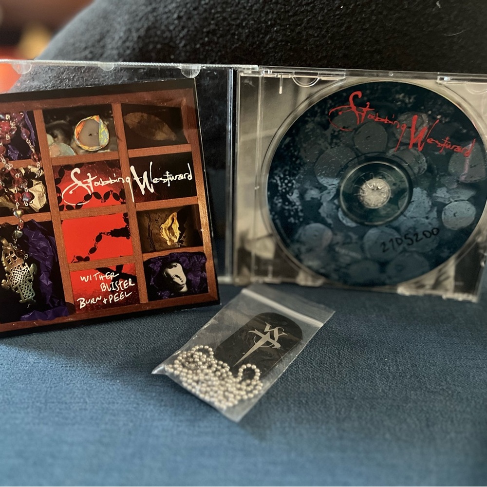 Stabbing Westward dog tag ball chain necklace Free CD WITHER BLISTER BURN & PEEL